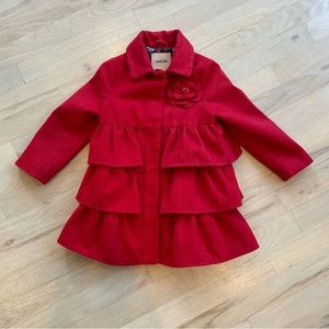 Cherokee Coat | Red | 3T | Bow & Ruffle Design